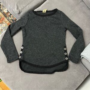 Wooly Bully Wear Black Sweater Pullover Sweatshirt Side Buttons Size Medium